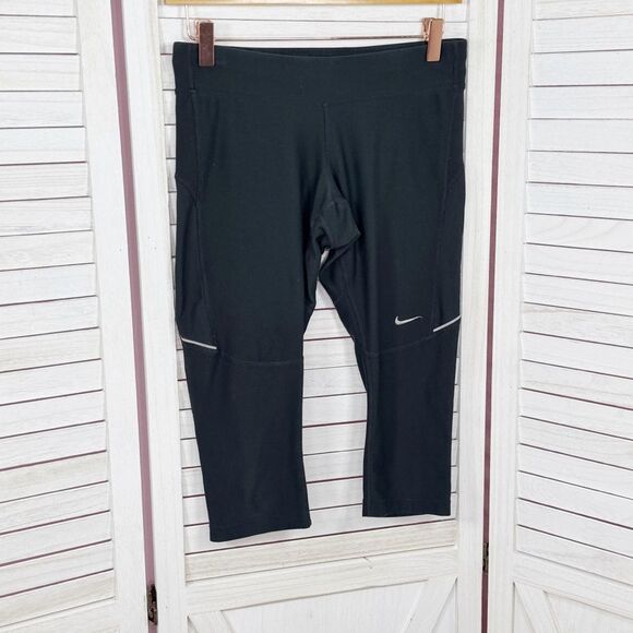 Nike Dri Fit Filament Running Capri Crop Leggings Black Small 519841-010 - Picture 1 of 11
